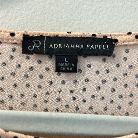 Adrianna Papell Women's Light Pink Polka Dot Top - Light Pink with Black Dots - Picture 2 of 4